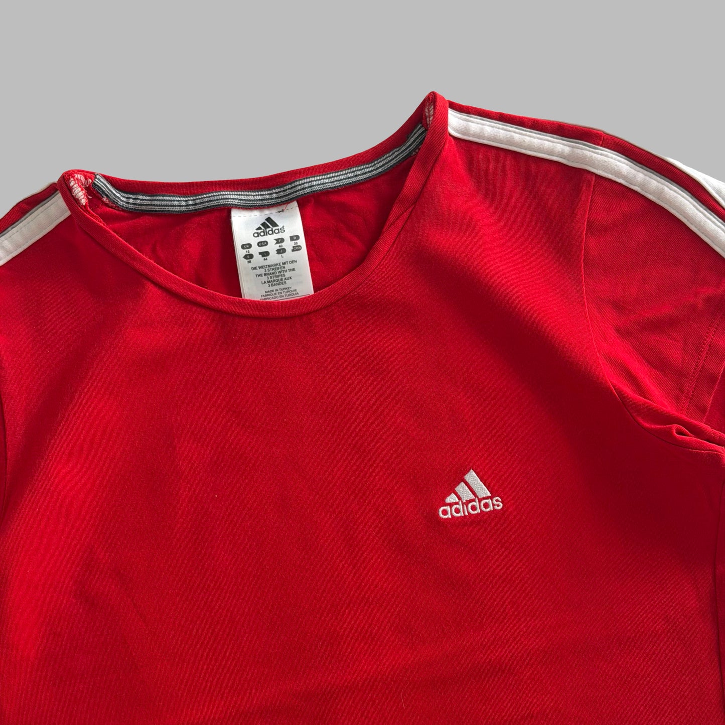 Y2K Adidas Three Stripe Synched Baby Tee - M/L