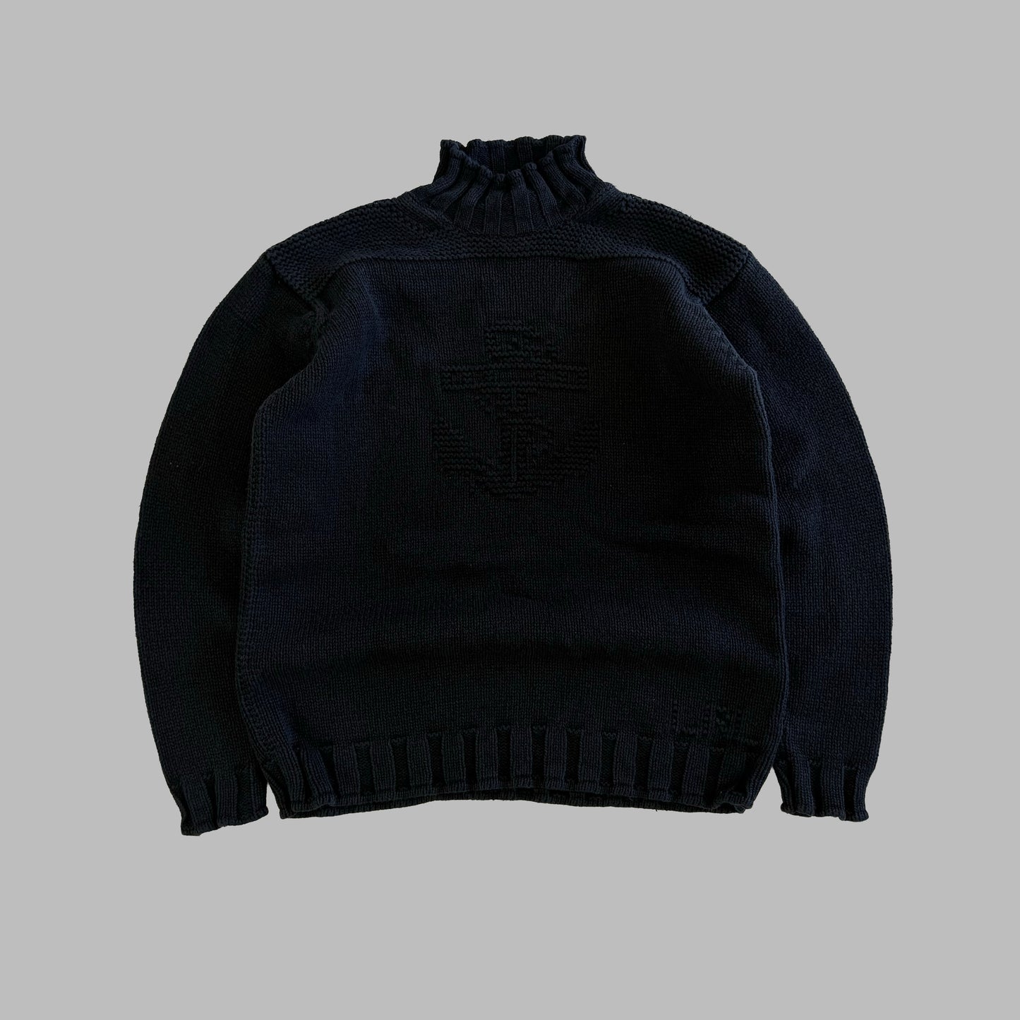 Y2K Polo Ralph Lauren Mock Neck Anchor Sweater - S