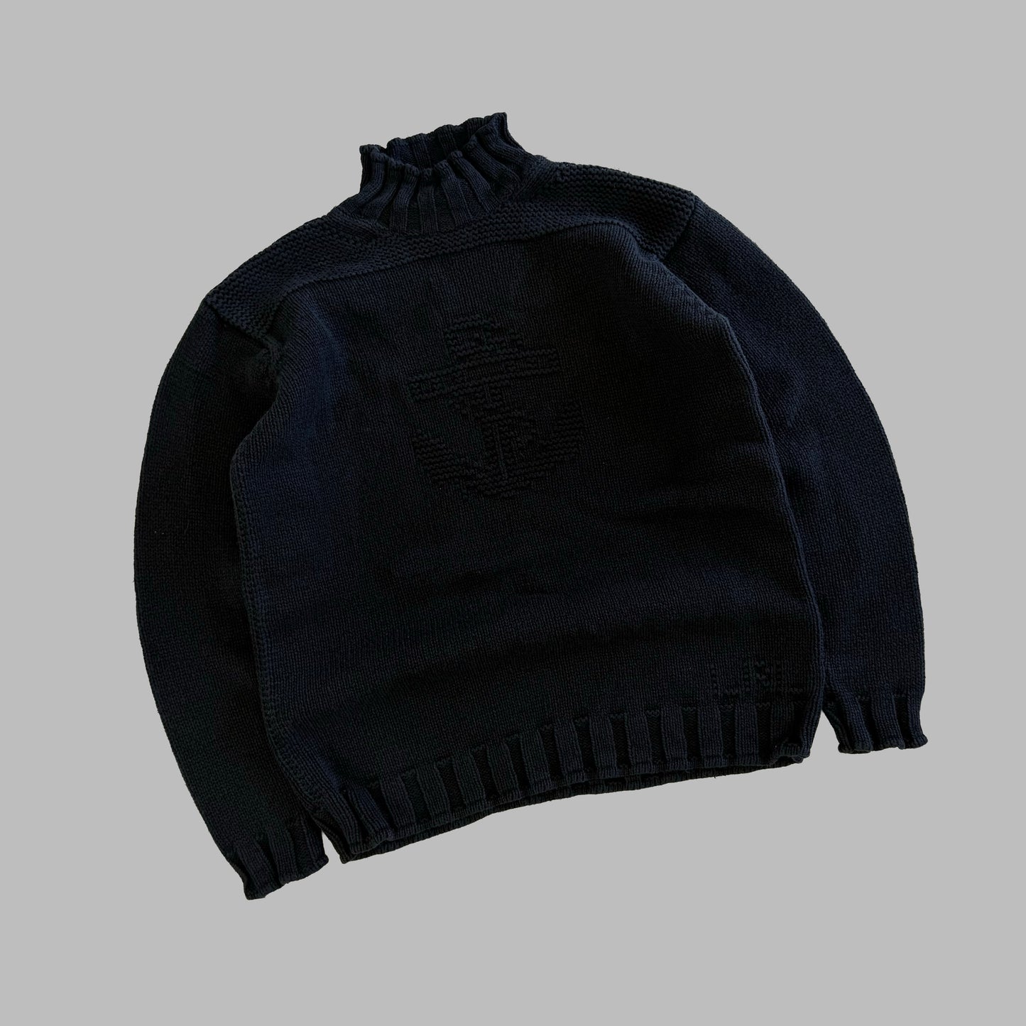 Y2K Polo Ralph Lauren Mock Neck Anchor Sweater - S