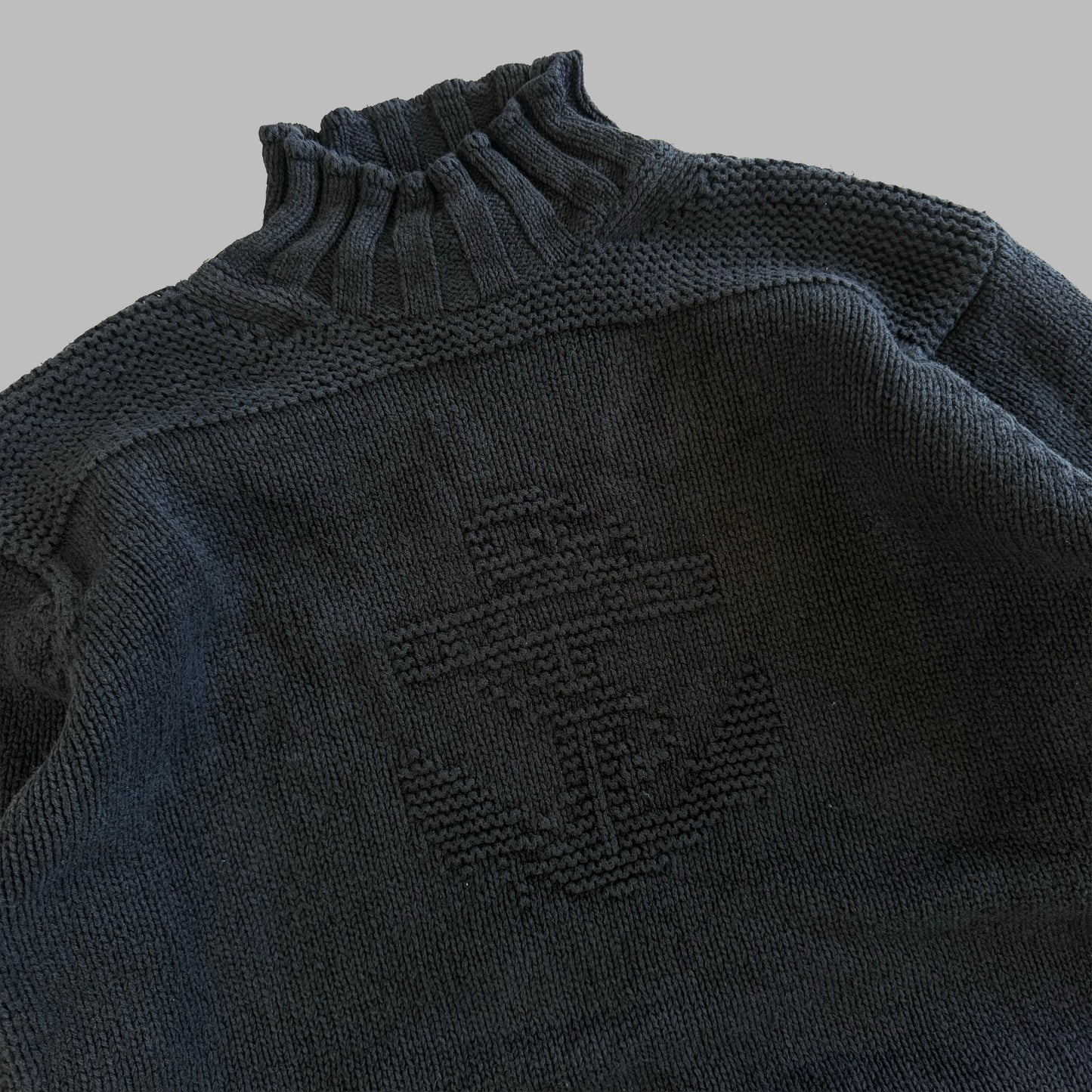 Y2K Polo Ralph Lauren Mock Neck Anchor Sweater - S