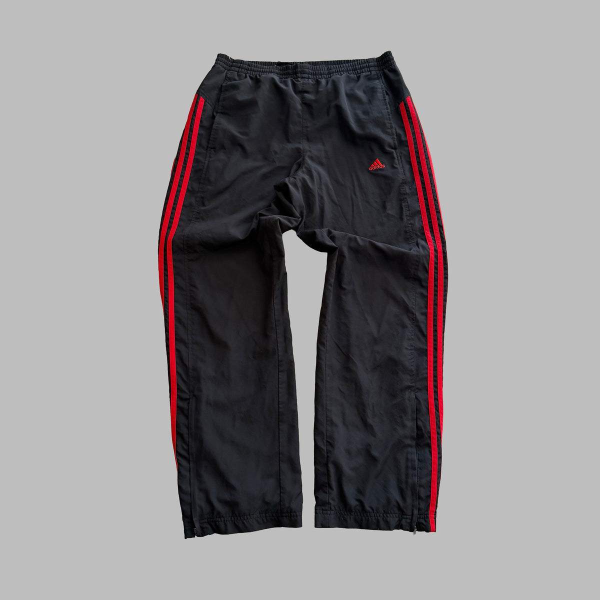 Y2K Adidas Three Stripe Baggy Track Pants - M