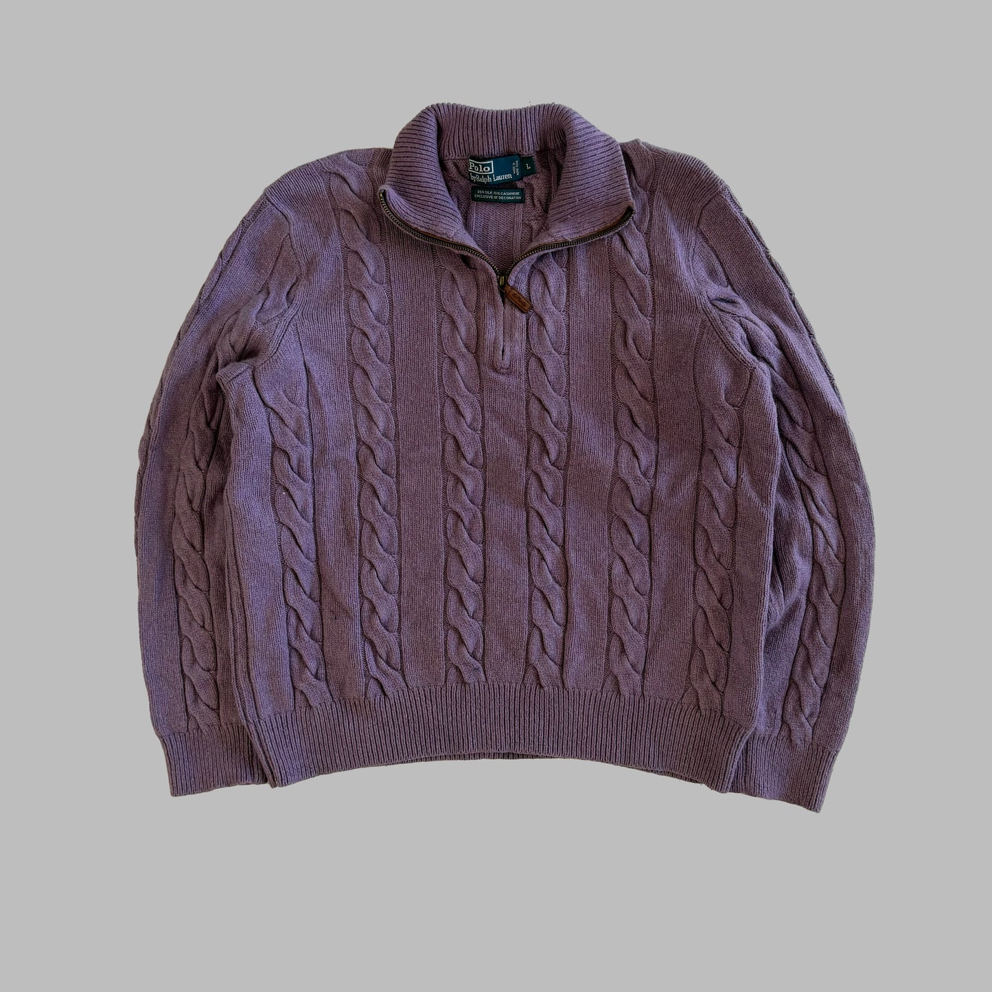 90s Polo Ralph Lauren Cable Knit Quarter Zip - L