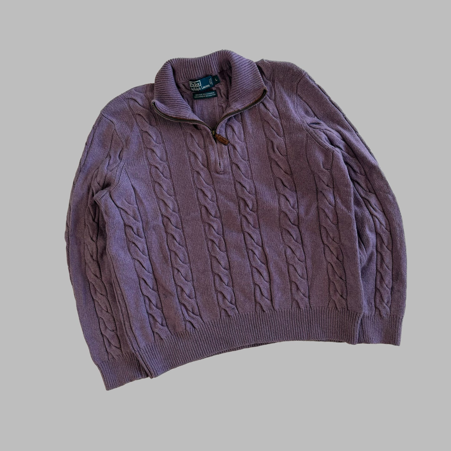 90s Polo Ralph Lauren Cable Knit Quarter Zip - L