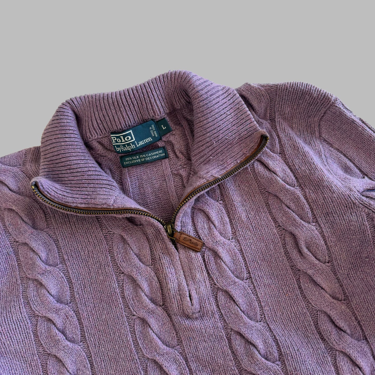 90s Polo Ralph Lauren Cable Knit Quarter Zip - L