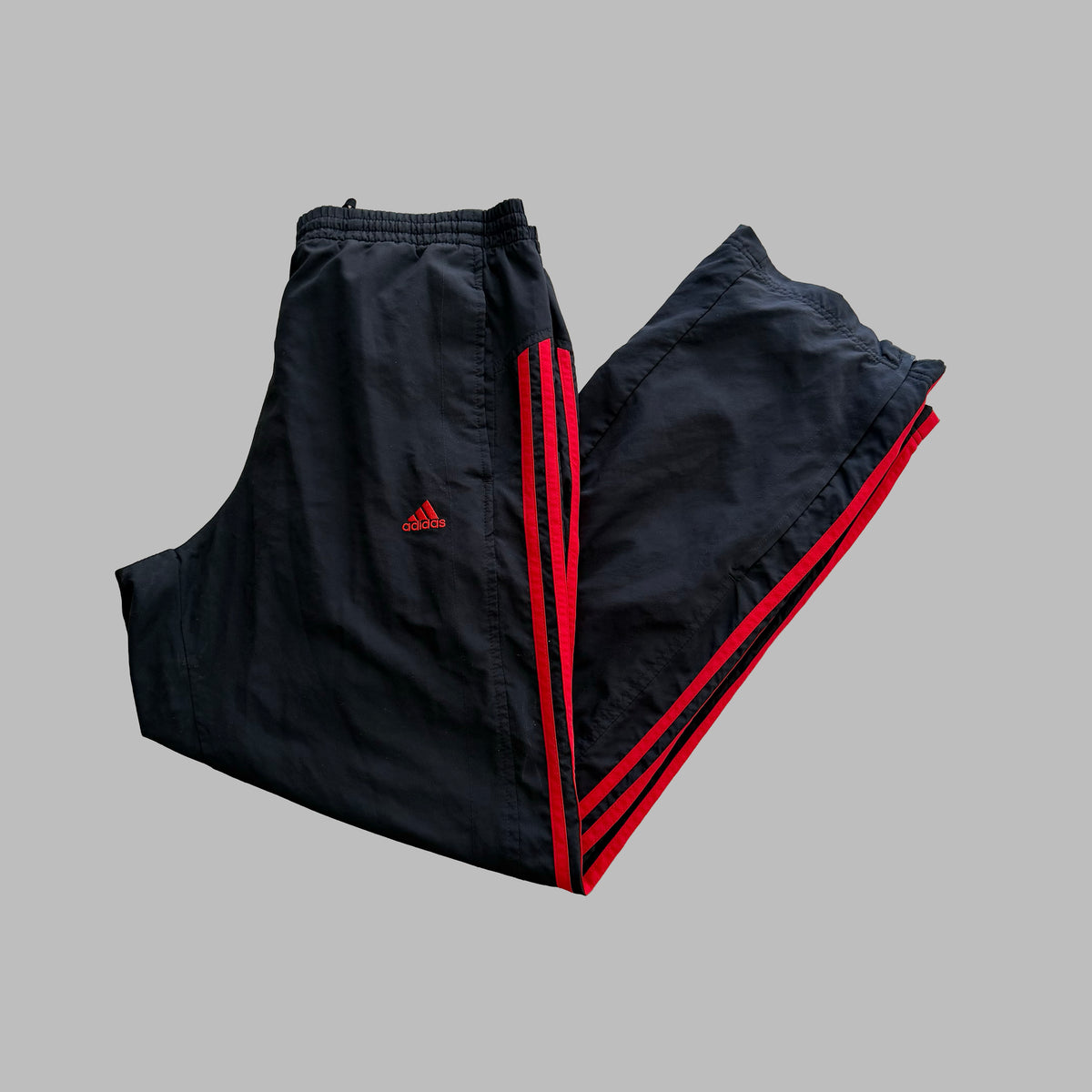 Y2K Adidas Three Stripe Baggy Track Pants - M