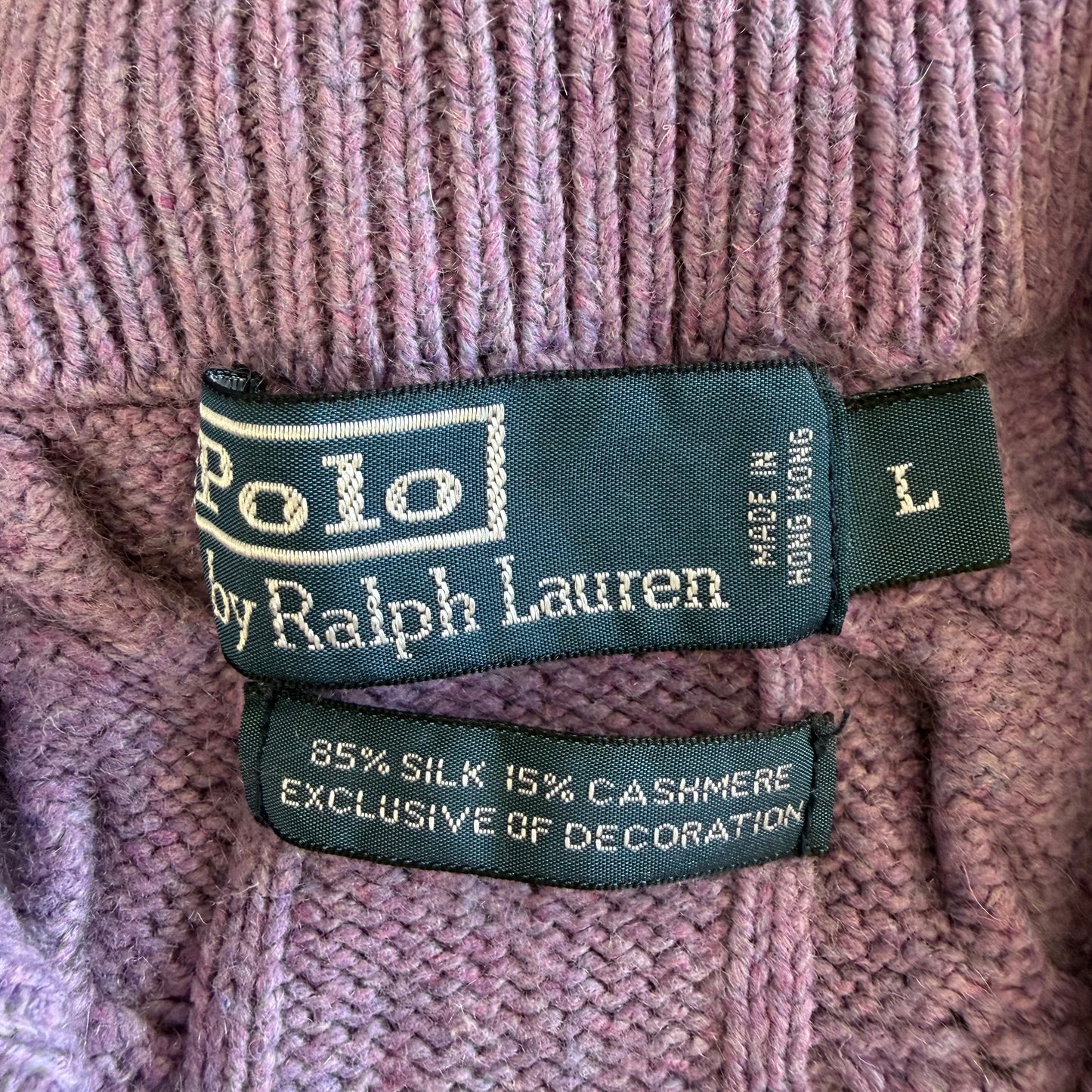 90s Polo Ralph Lauren Cable Knit Quarter Zip - L