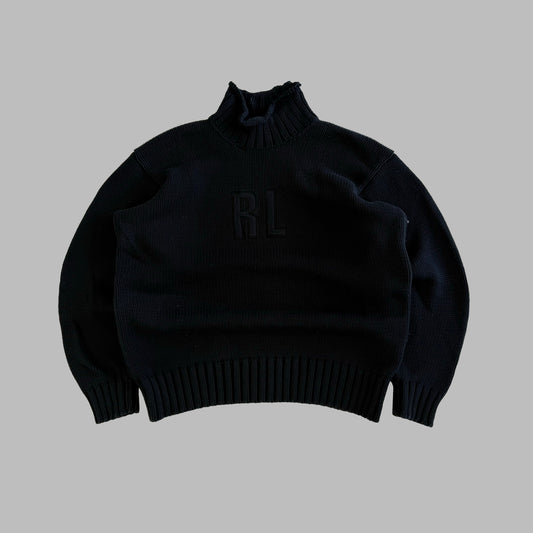 Y2K Ralph Lauren Polo Sport Mock Neck Heavy Knit - M