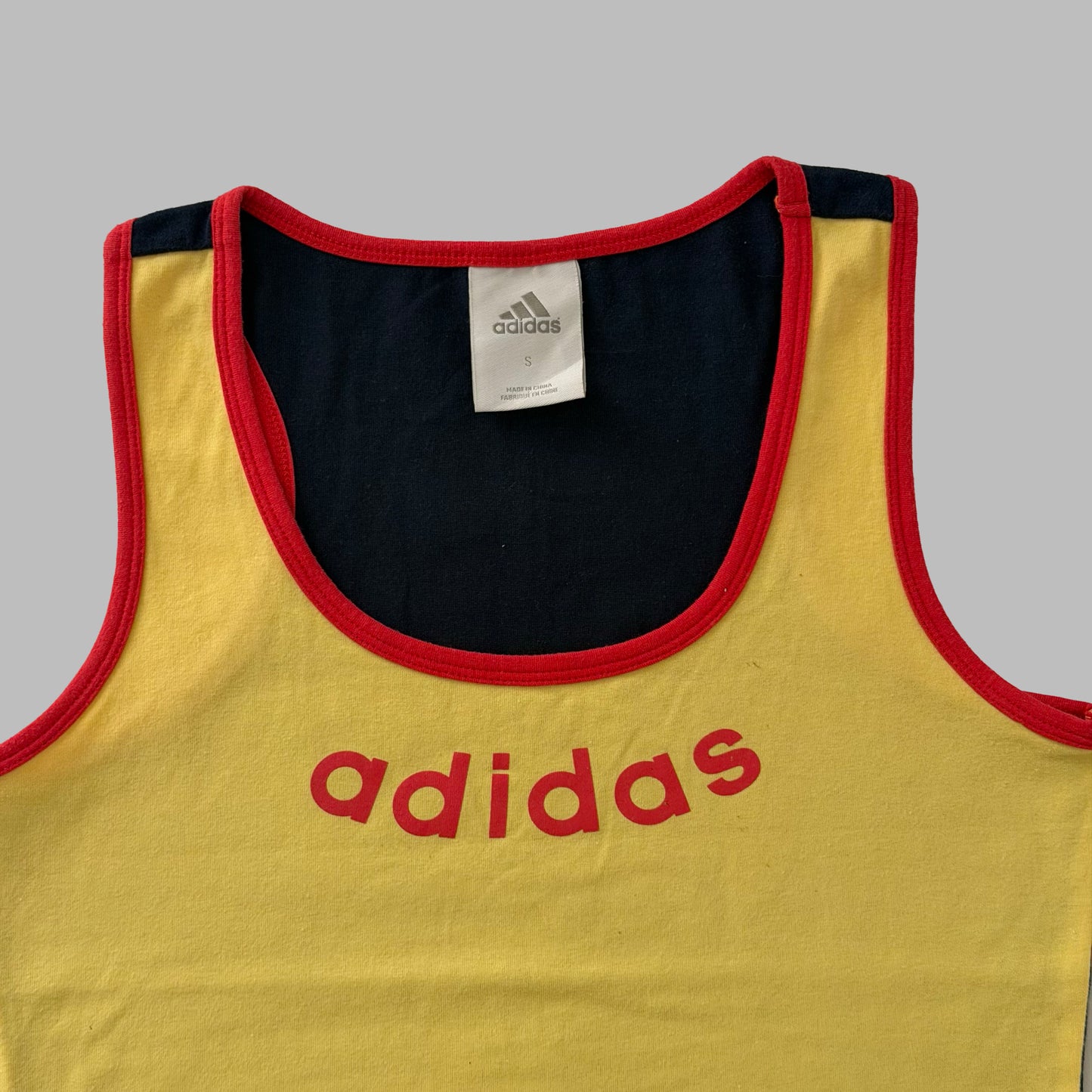 Y2K Adidas Two Tone Spell Out Activewear Tank - S