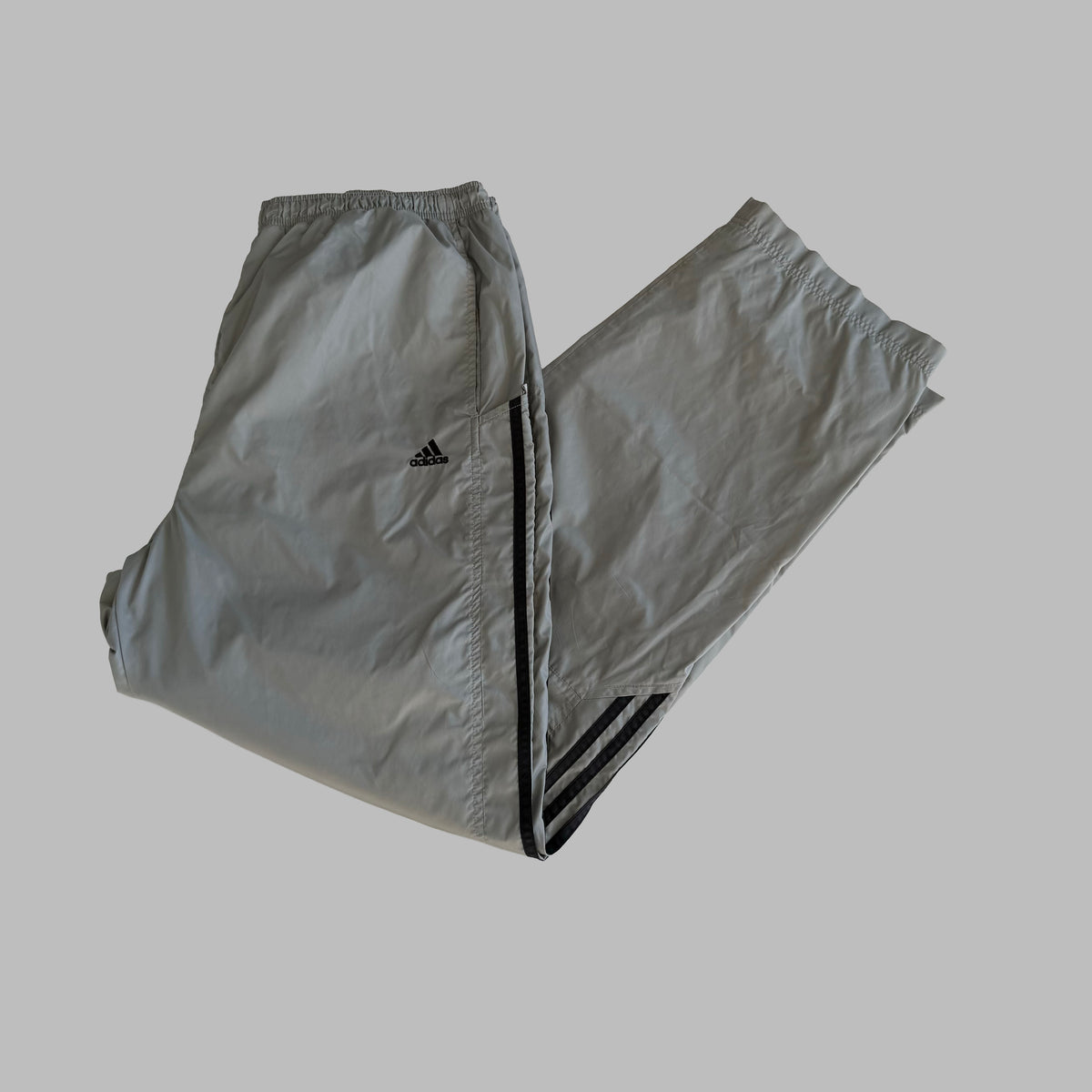Y2K Adidas Three Stripe Baggy Track Pants - L