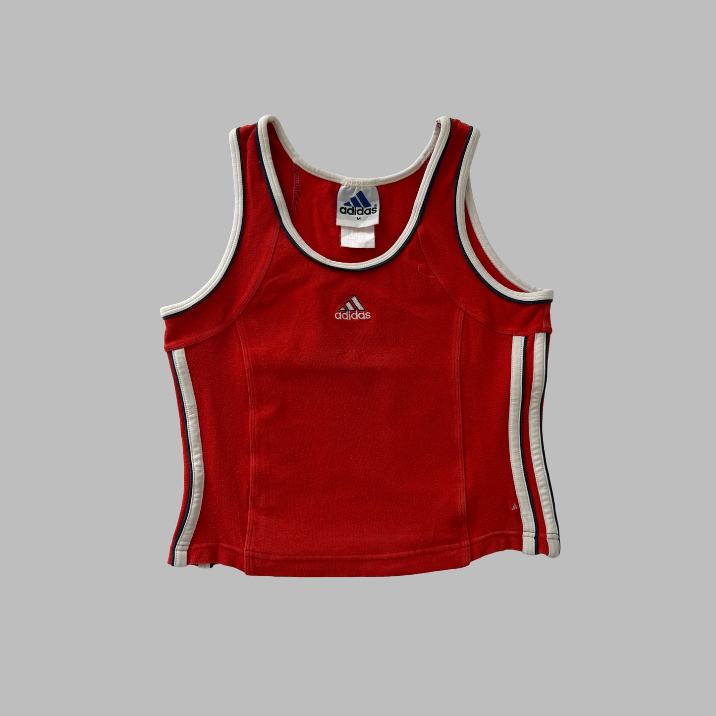 Y2K Adidas Three Stripe Activewear Racer Back Tank - M