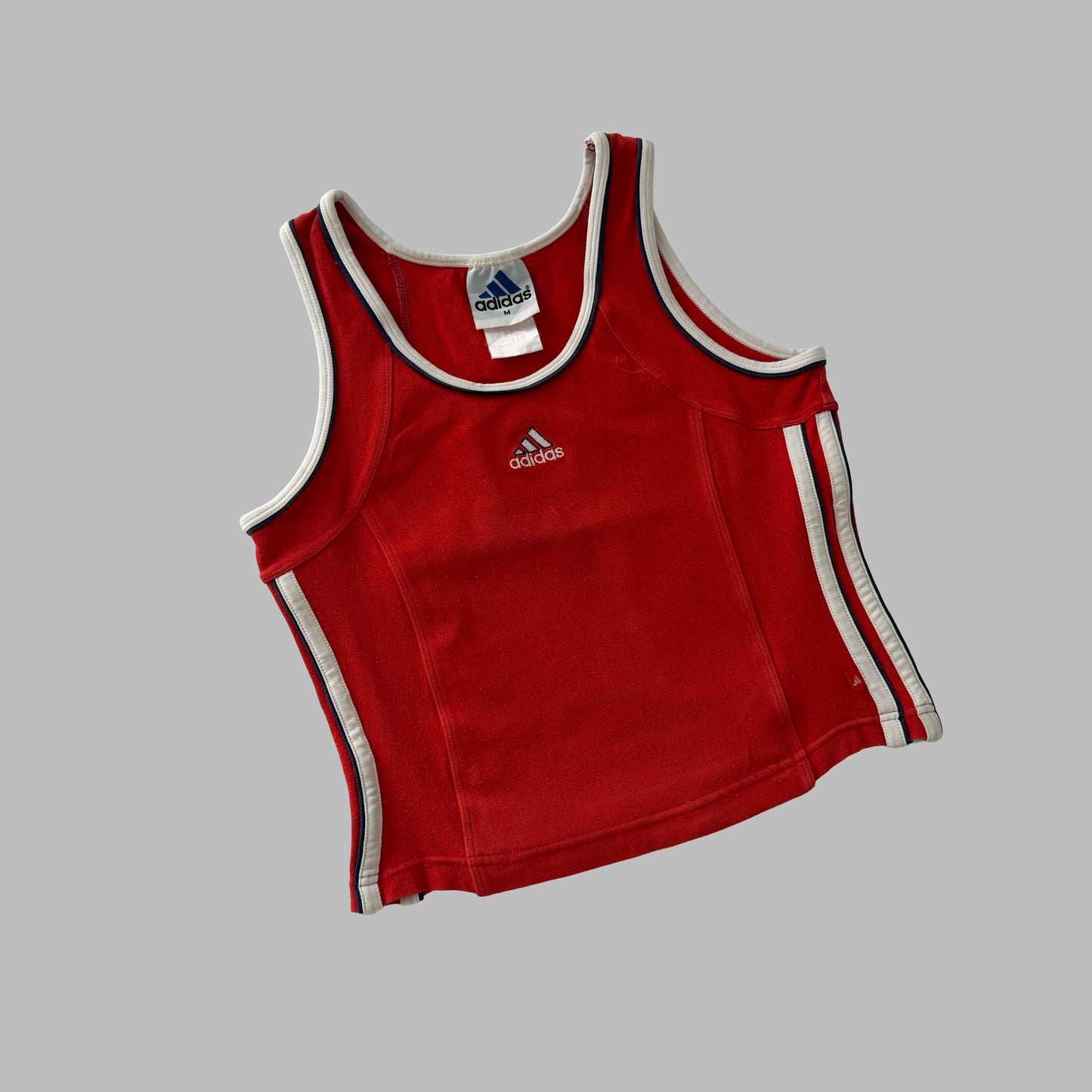 Y2K Adidas Three Stripe Activewear Racer Back Tank - M