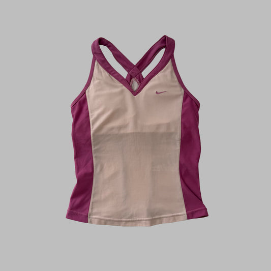 Y2K Nike Panelled Activewear Racer Back Tank - S/M