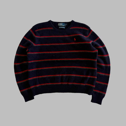 90s Polo Ralph Lauren Striped Lambswool Heavy Knit - M