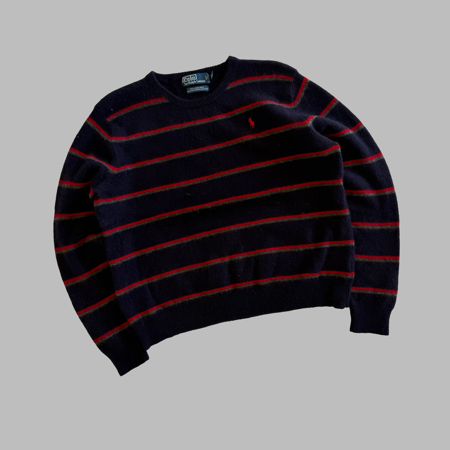 90s Polo Ralph Lauren Striped Lambswool Heavy Knit - M
