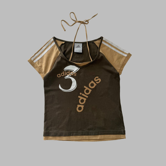 Y2K Adidas Printed Halter Tee - S