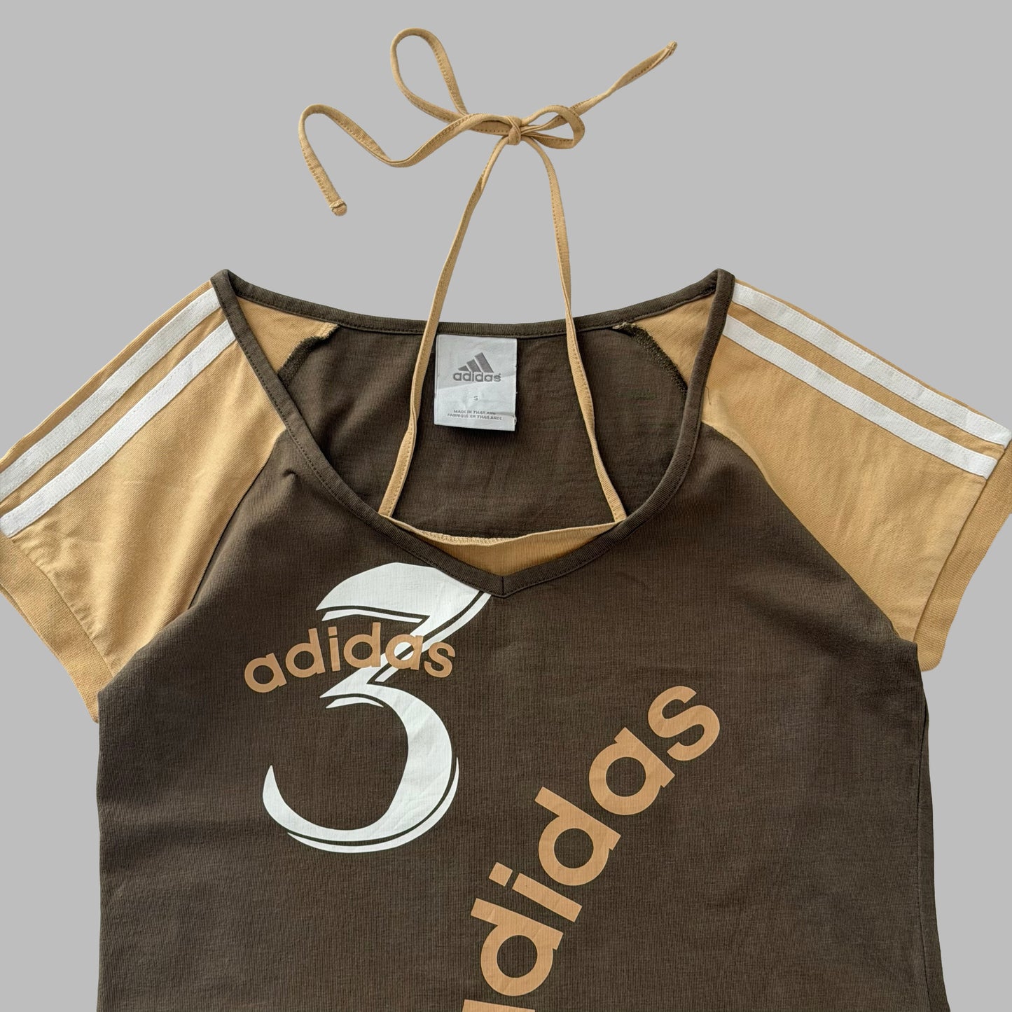 Y2K Adidas Printed Halter Tee - S