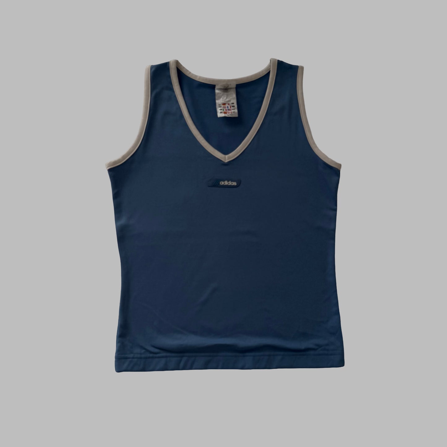 Y2K Adidas V-Neck Activewear Tank - S