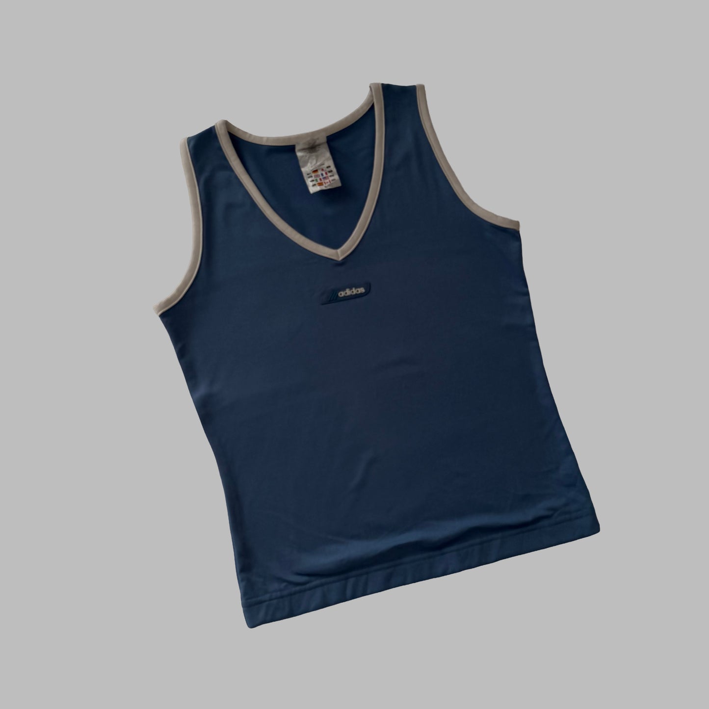 Y2K Adidas V-Neck Activewear Tank - S