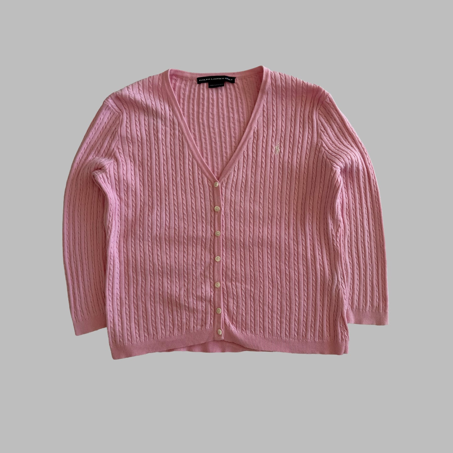 Y2K Polo Ralph Lauren Cable Knit Cardigan - L