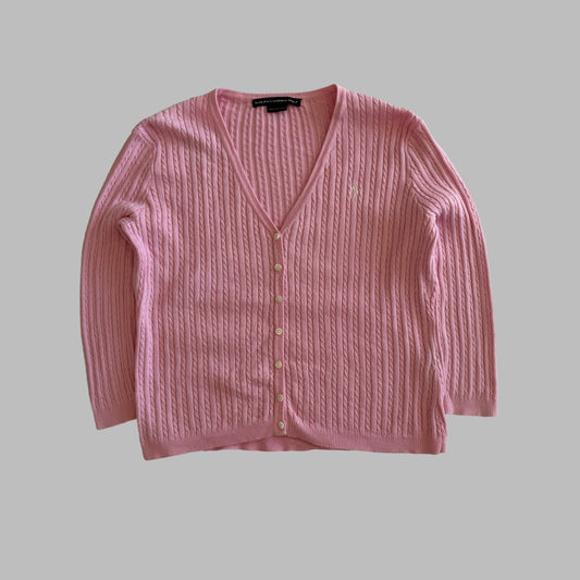 Y2K Polo Ralph Lauren Cable Knit Cardigan - L