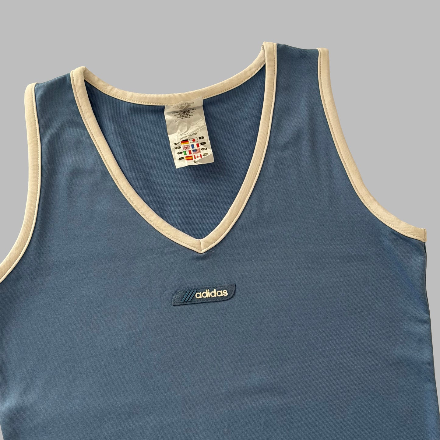 Y2K Adidas V-Neck Activewear Tank - S