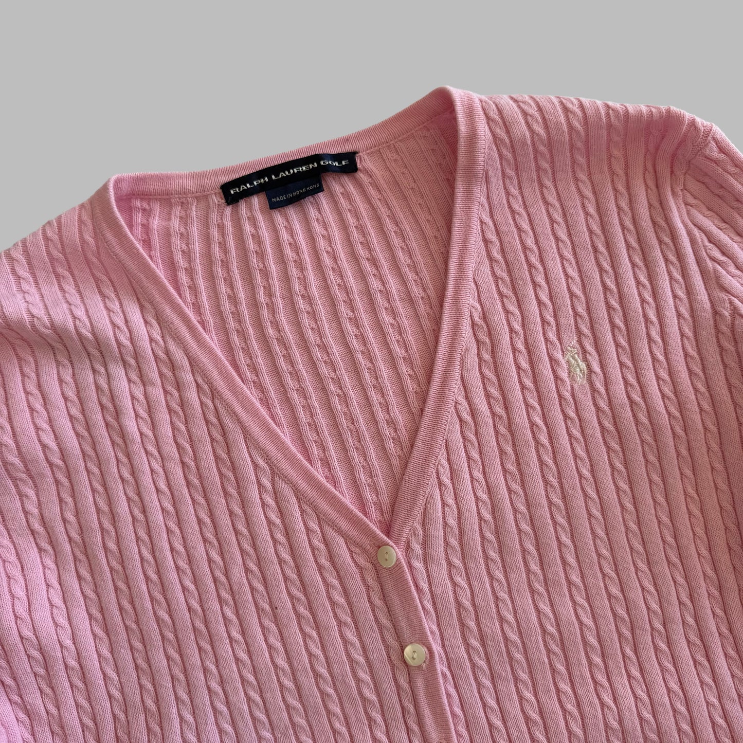 Y2K Polo Ralph Lauren Cable Knit Cardigan - L