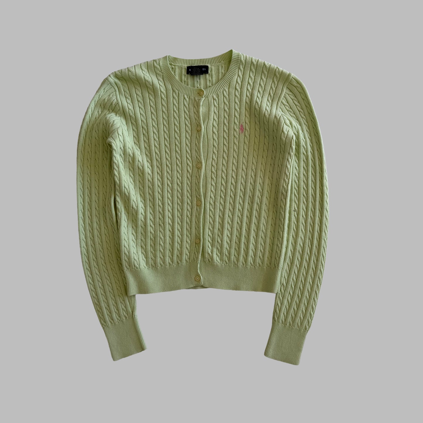 Y2K Polo Ralph Lauren Cable Knit Cardigan - S