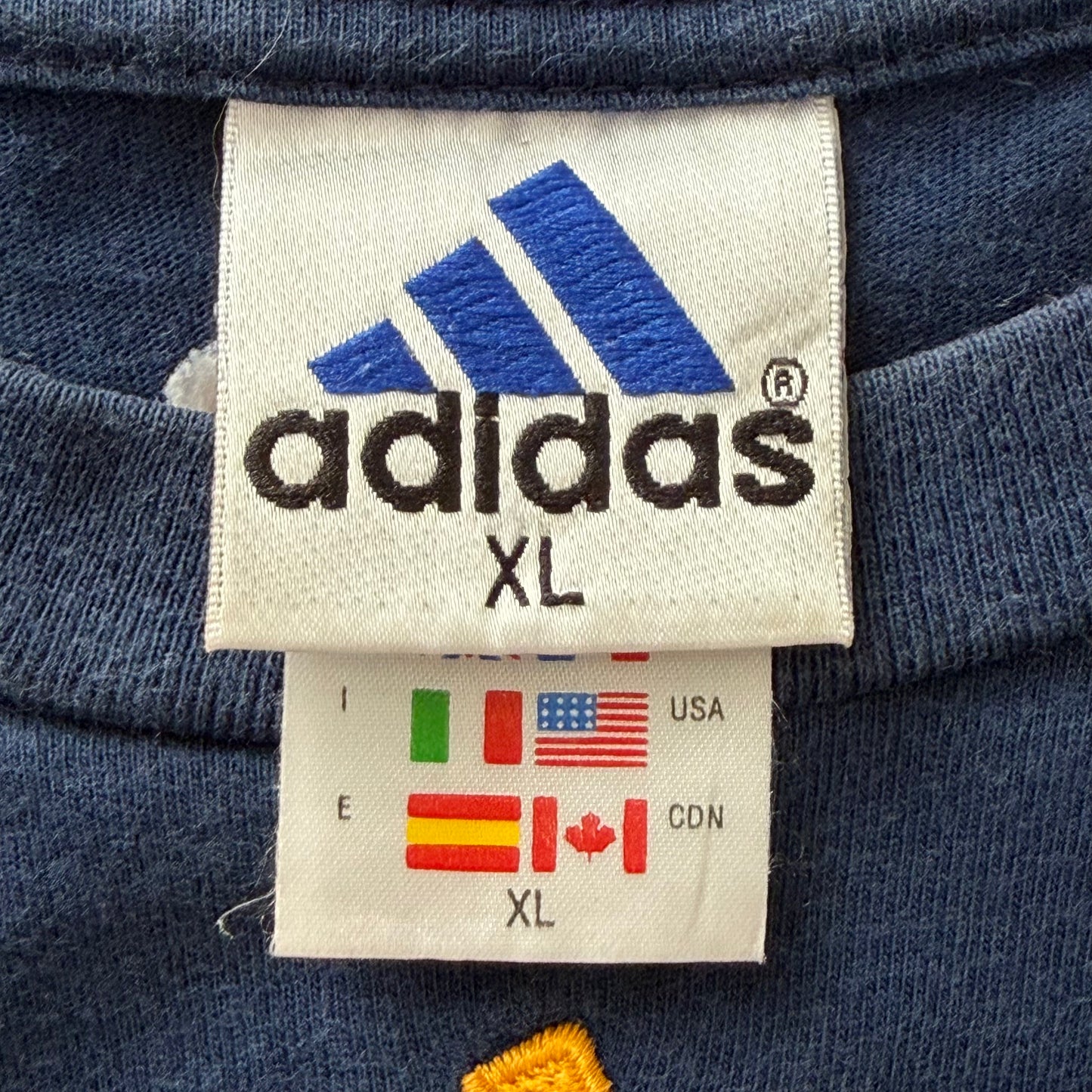 90s Adidas Spell Out Panelled Tee - M