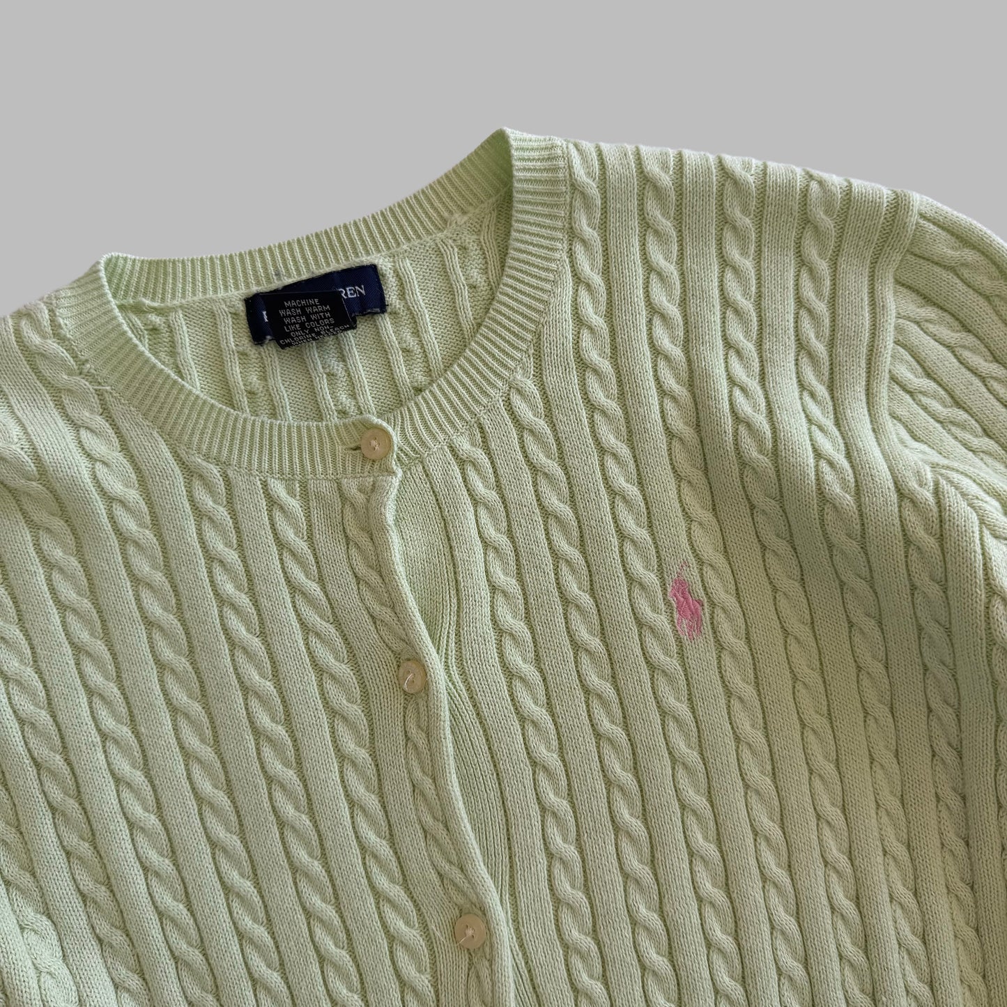 Y2K Polo Ralph Lauren Cable Knit Cardigan - S