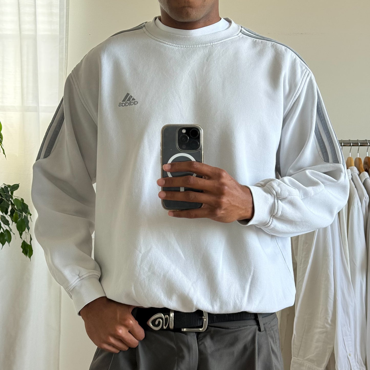 Adidas Three Stripe Sweatshirt - Large