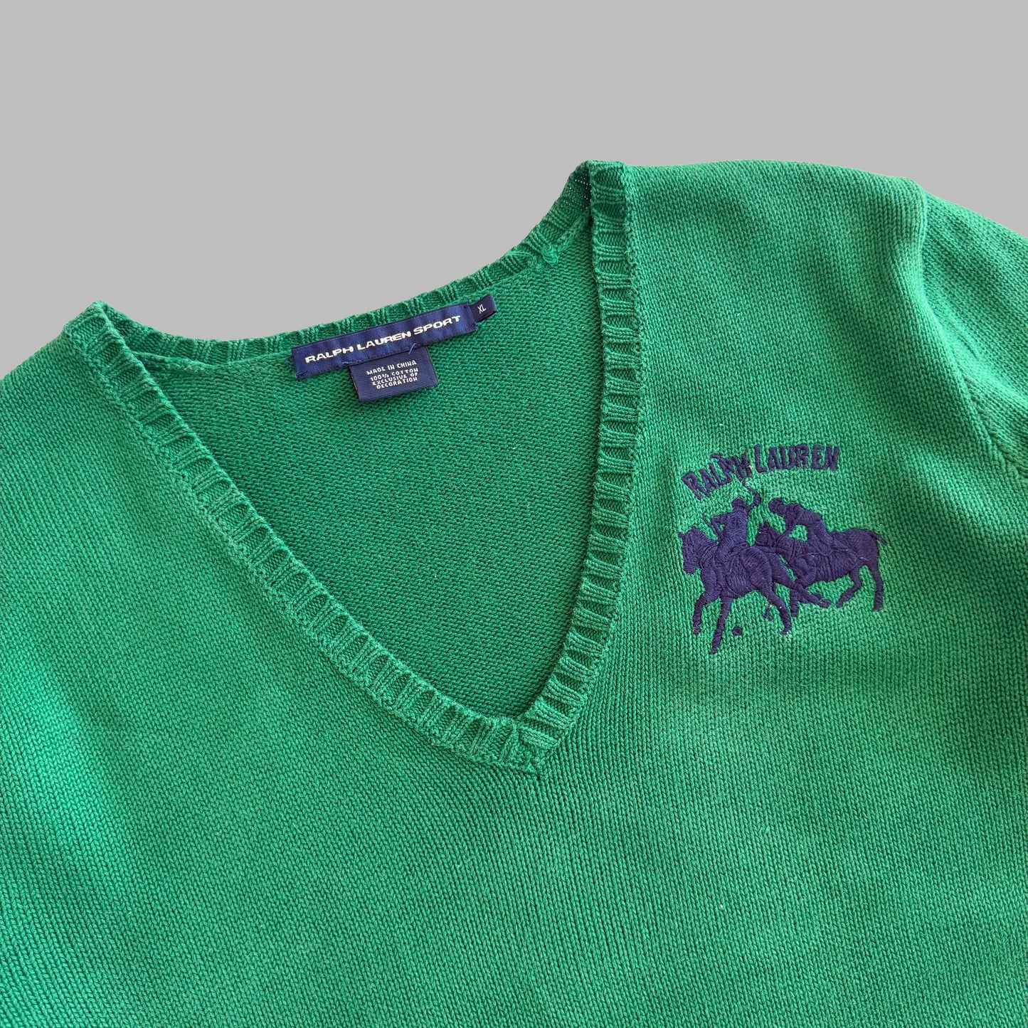 Y2K Polo Ralph Lauren V-neck Heavy Knit - XL