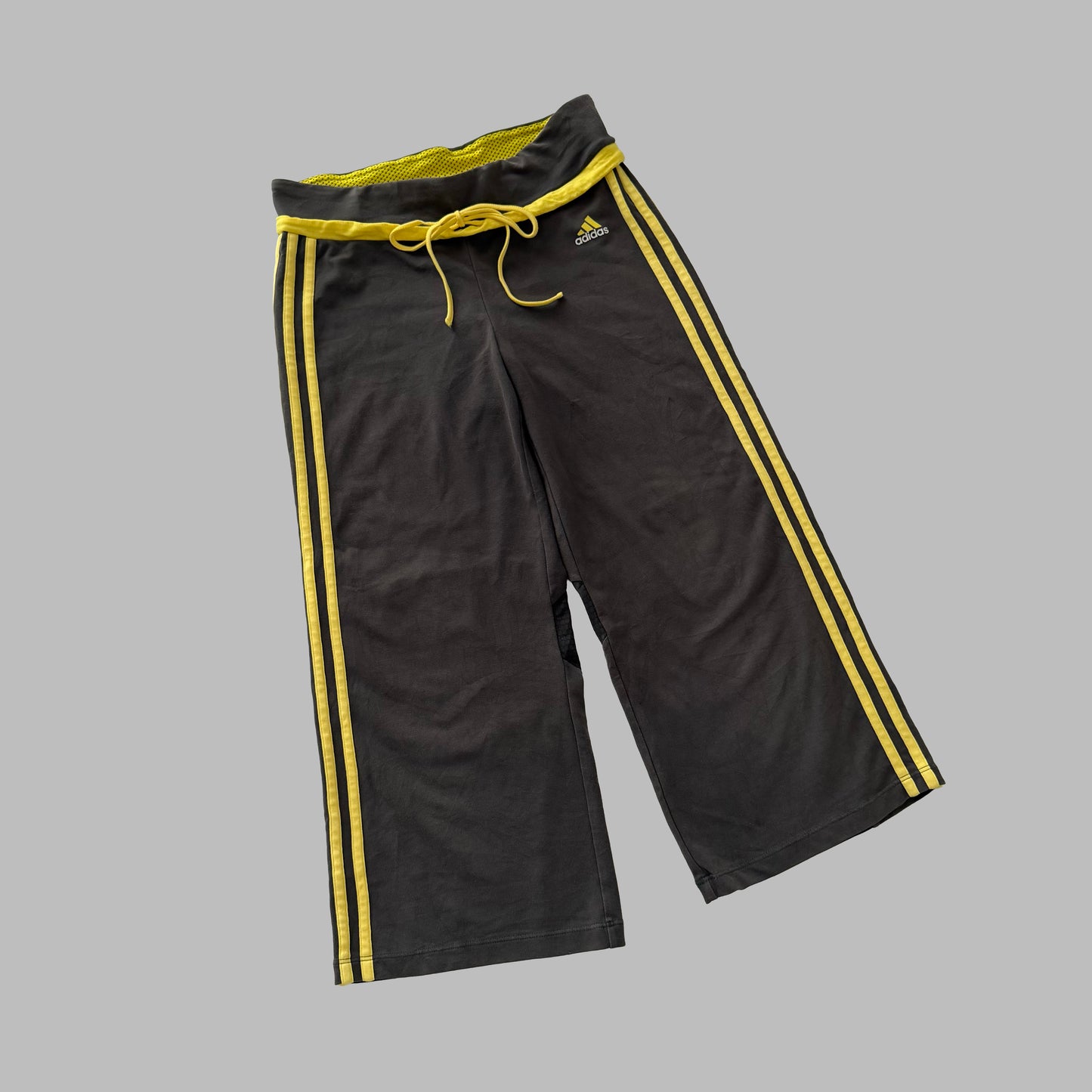 Y2K Adidas Three Stripe Wide Leg Activewear Capris - S
