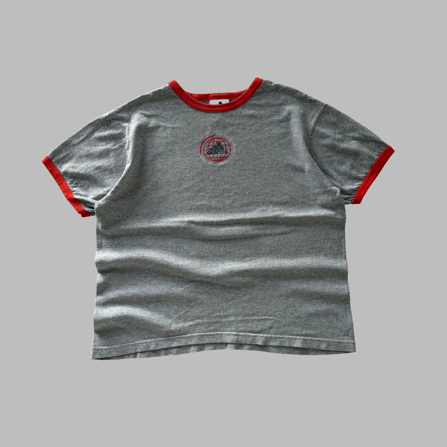 Y2K Adidas Spell Out Ringer Tee - L
