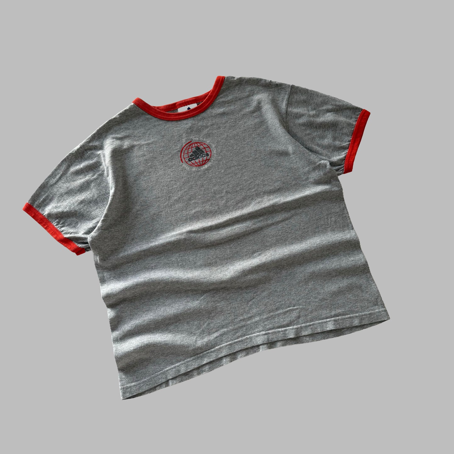 Y2K Adidas Spell Out Ringer Tee - L