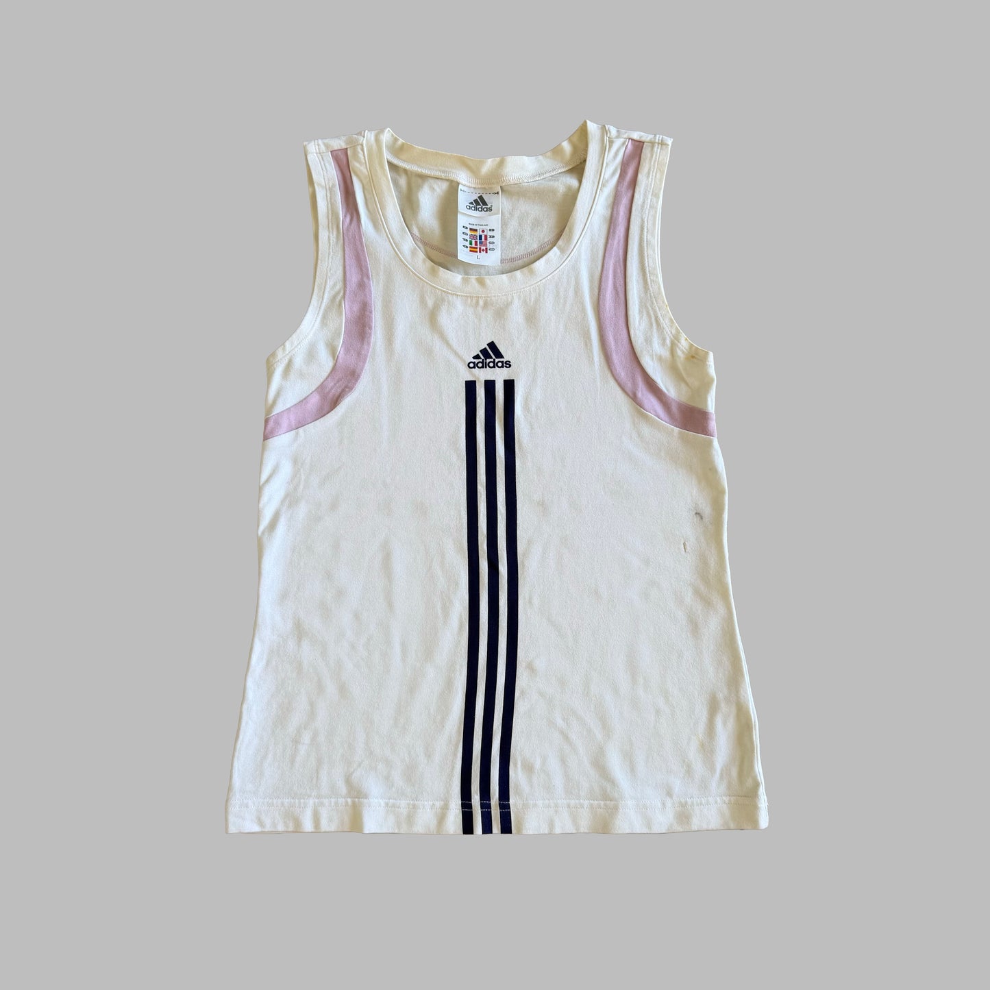 Y2K Adidas Panelled Three Stripe Tank - S