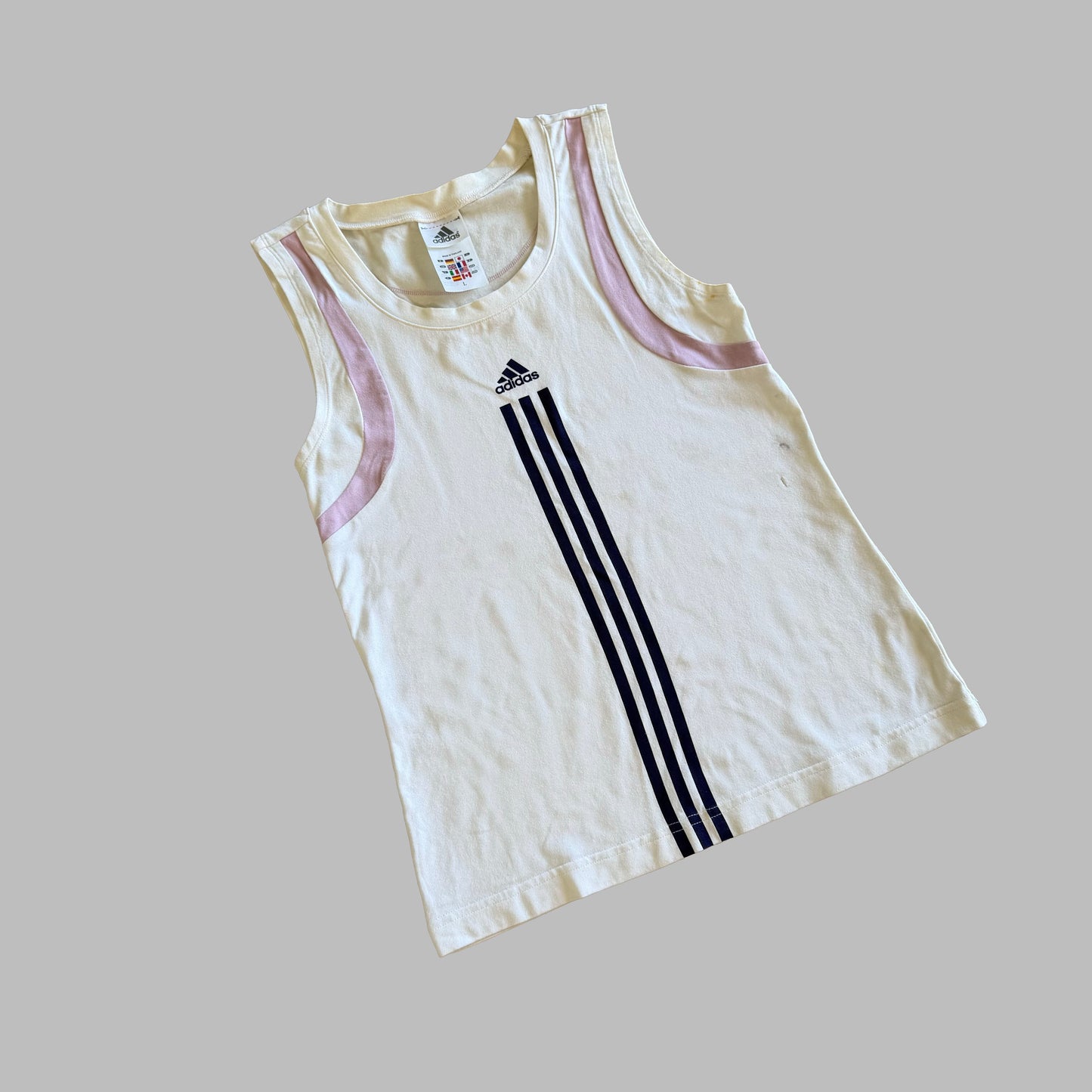 Y2K Adidas Panelled Three Stripe Tank - S