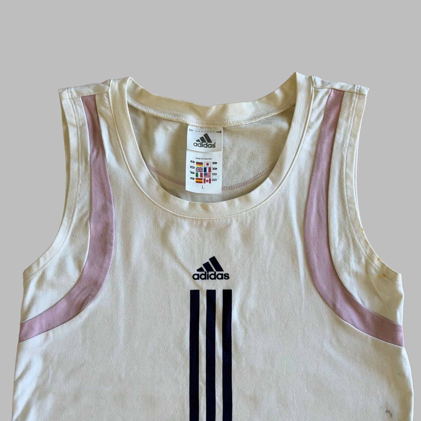 Y2K Adidas Panelled Three Stripe Tank - S