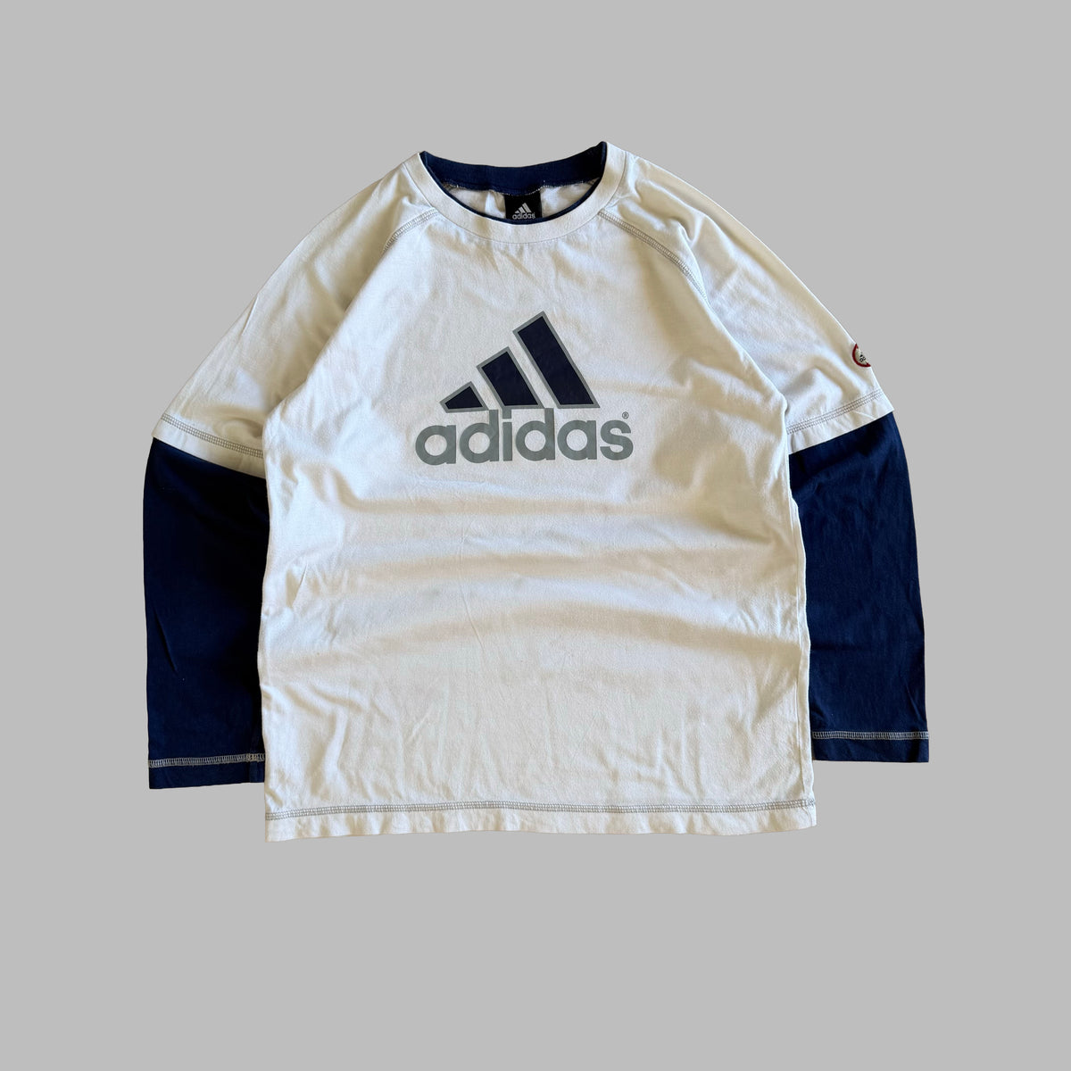 Y2K Adidas Spell Out Longsleeve Tee - M