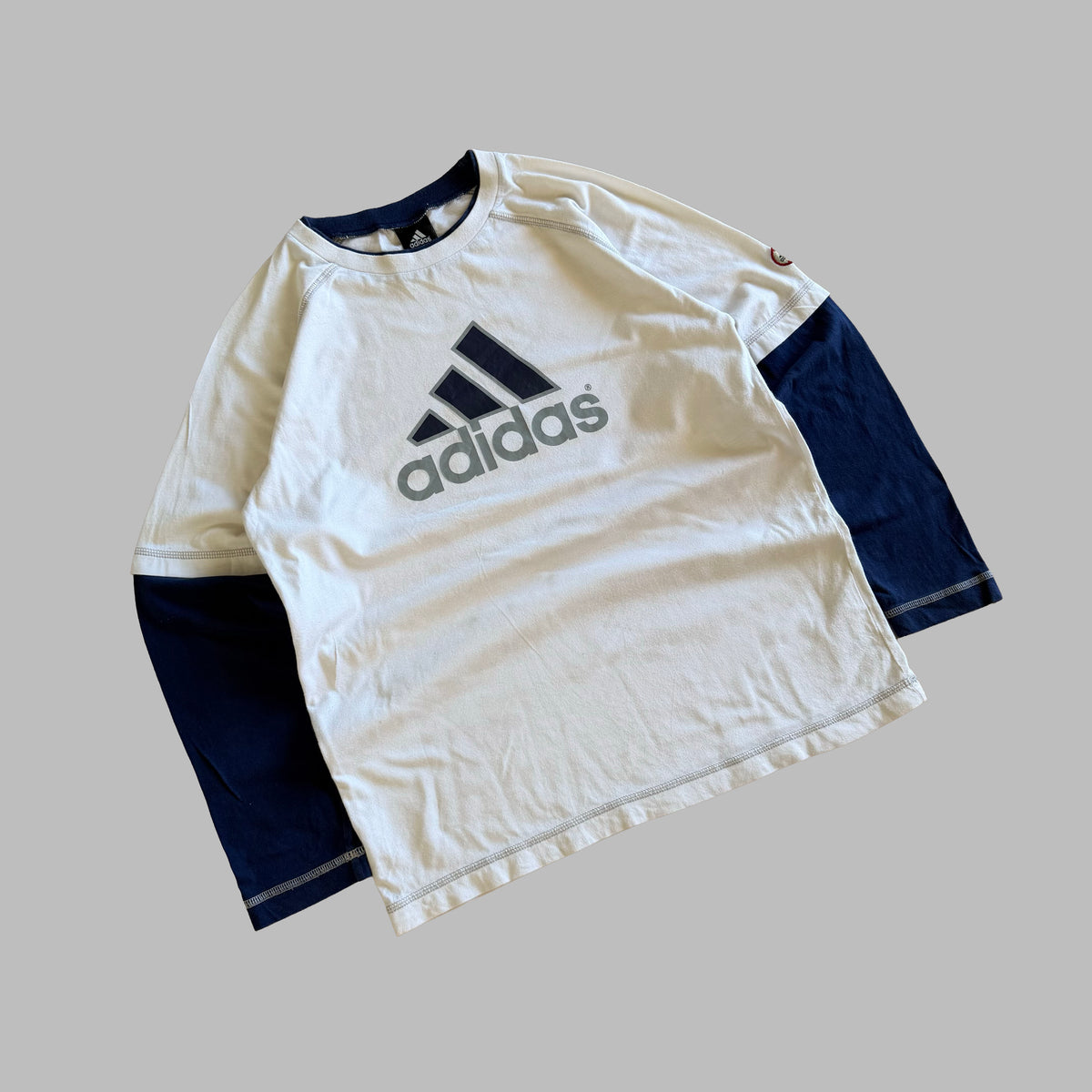 Y2K Adidas Spell Out Longsleeve Tee - M