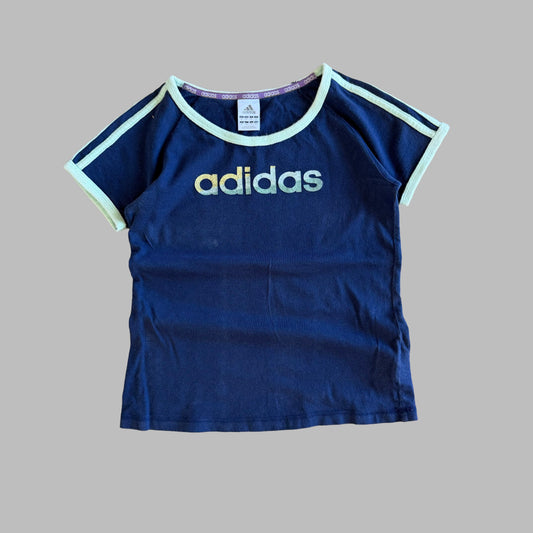 Y2K Adidas Scoop Neck Spell Out Baby Tee - S