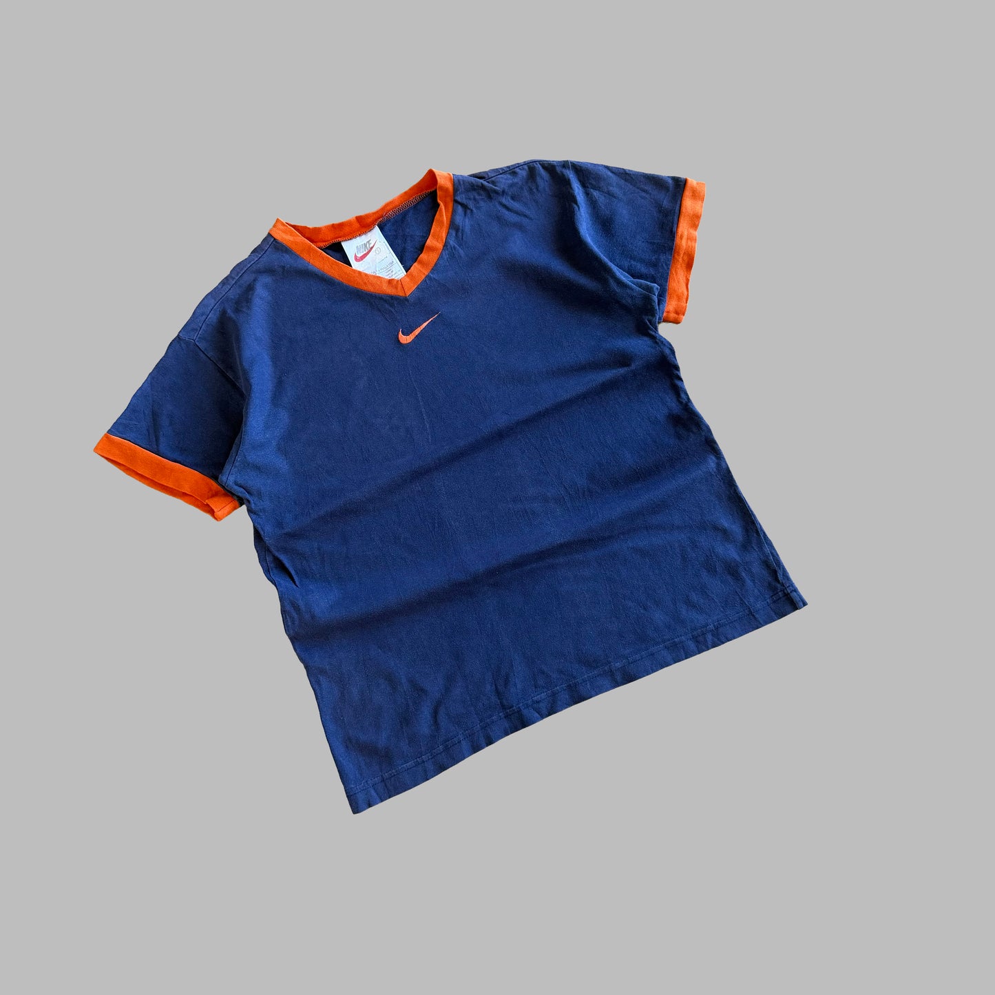 Y2K Nike Centre Swoosh Ringer Tee - S