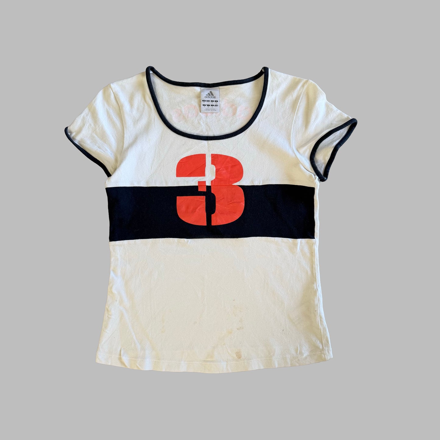 Y2K Adidas Striped Ringer Baby Tee - S