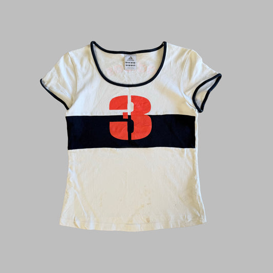 Y2K Adidas Striped Ringer Baby Tee - S