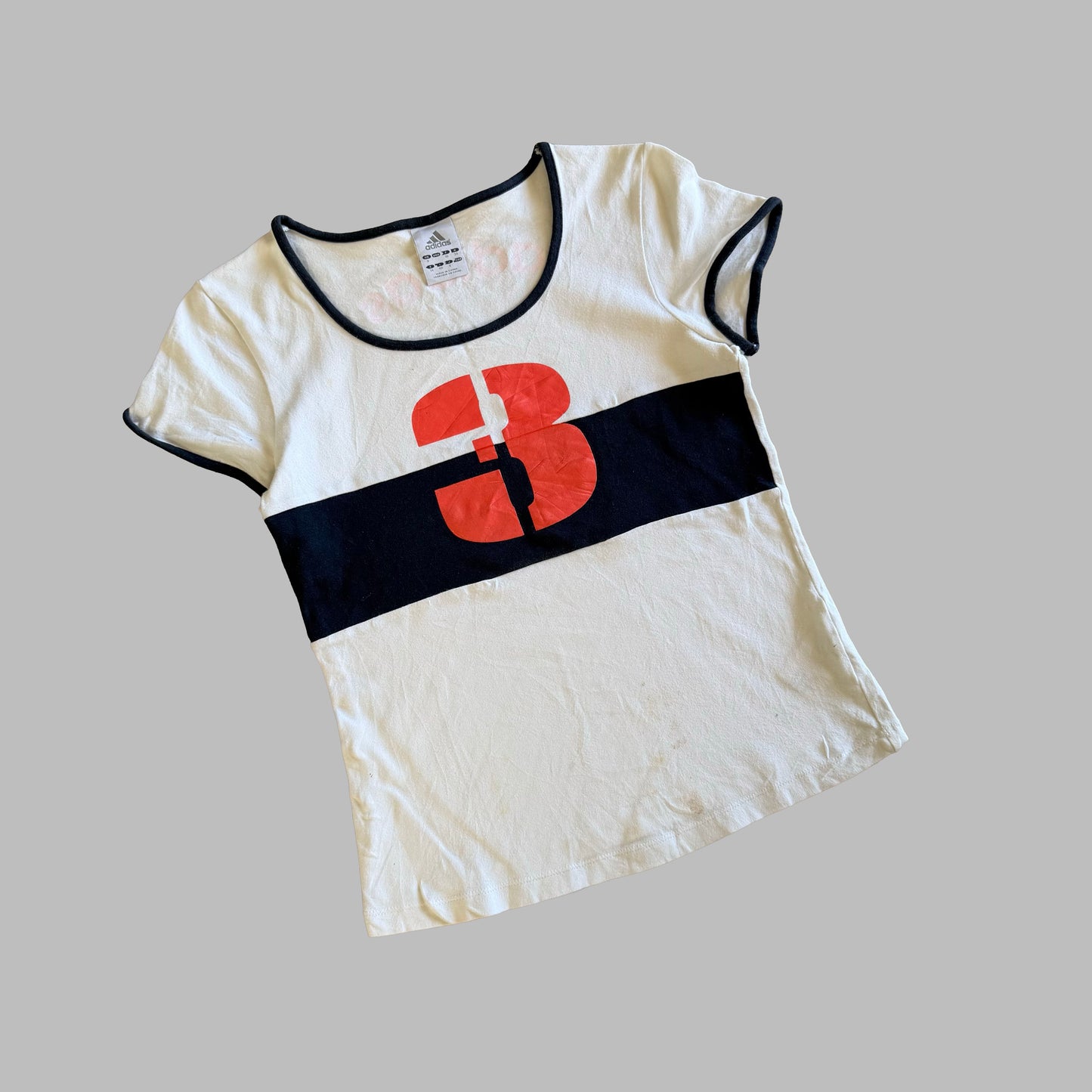 Y2K Adidas Striped Ringer Baby Tee - S