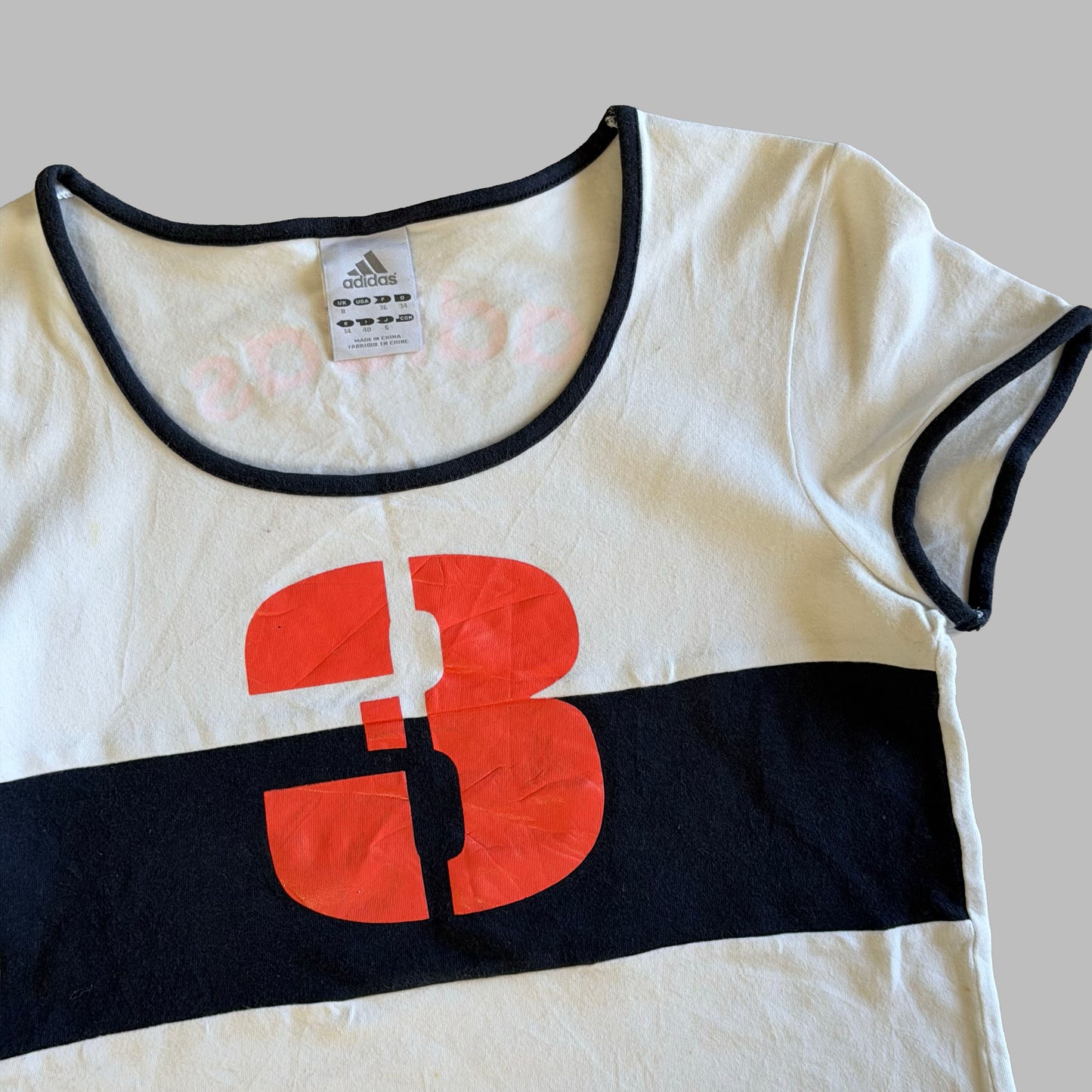 Y2K Adidas Striped Ringer Baby Tee - S