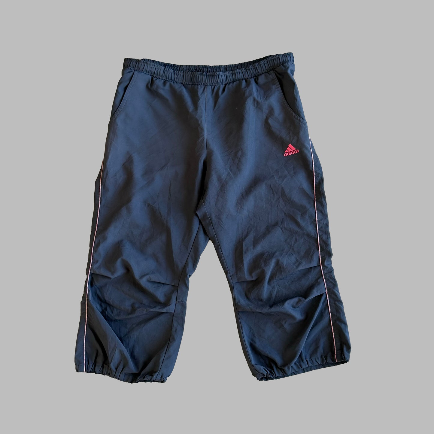 Y2K Adidas Striped Baggy Capris - M