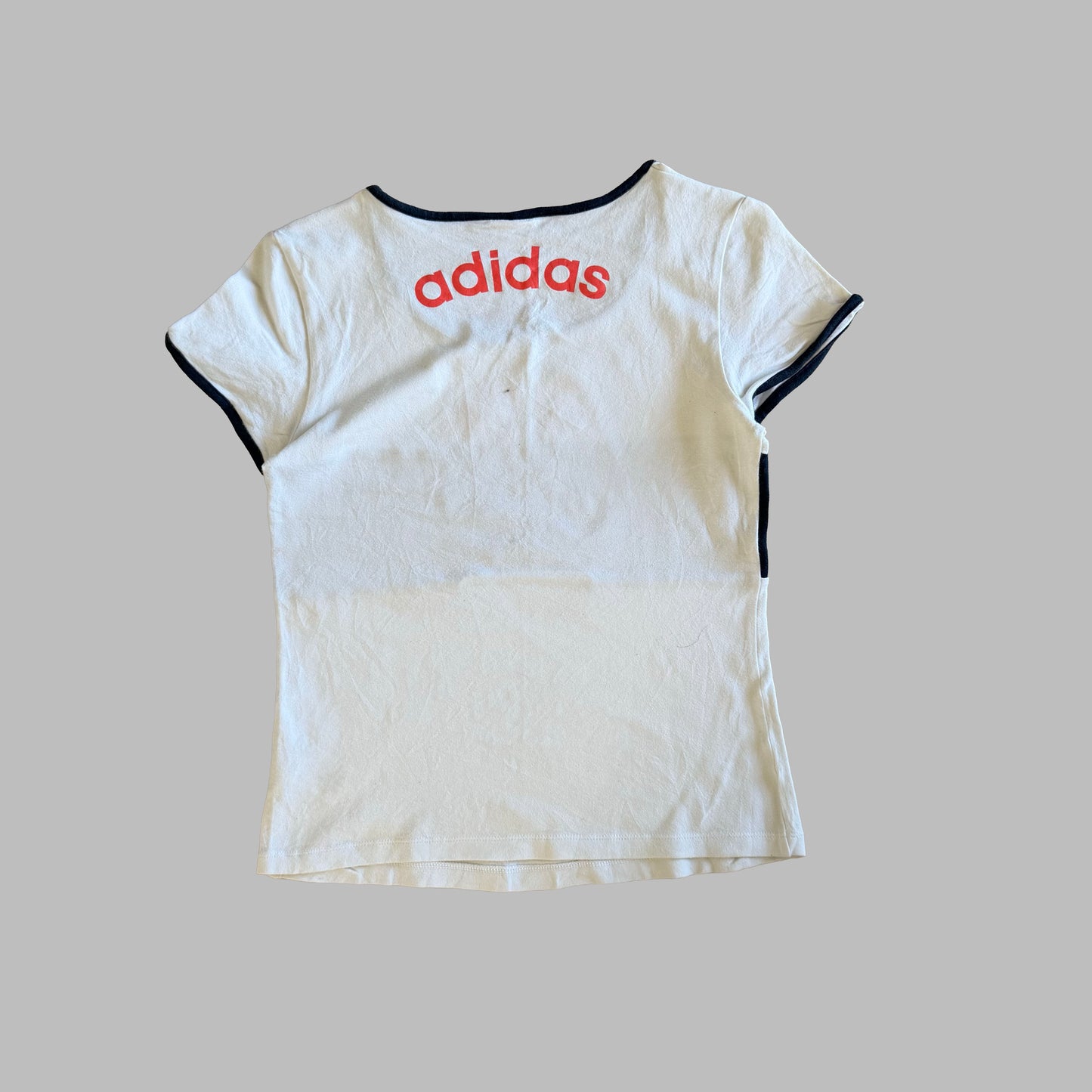 Y2K Adidas Striped Ringer Baby Tee - S
