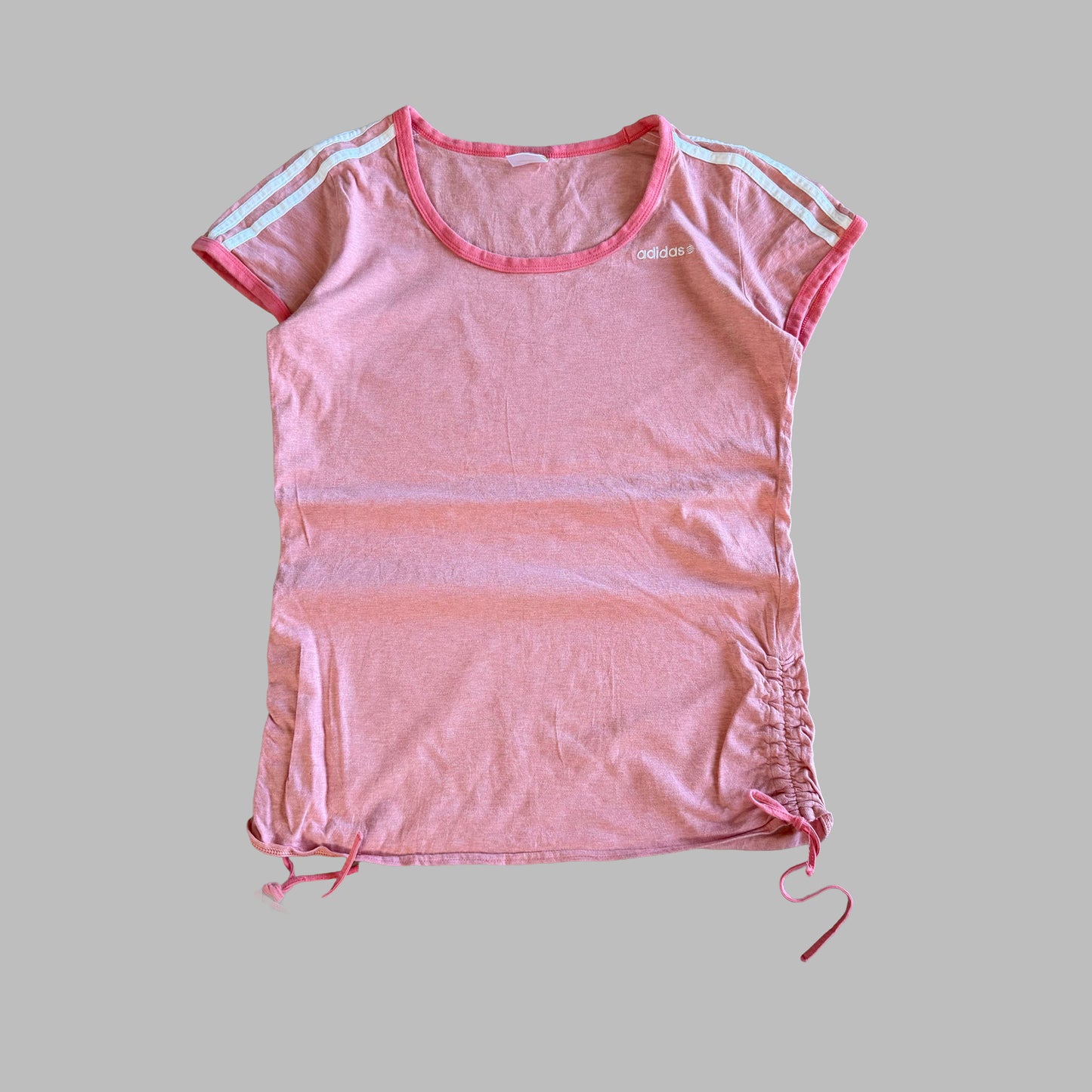 Y2K Adidas Scoop Neck Ringer Tee - L