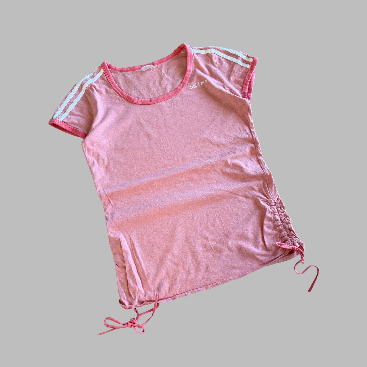 Y2K Adidas Scoop Neck Ringer Tee - L