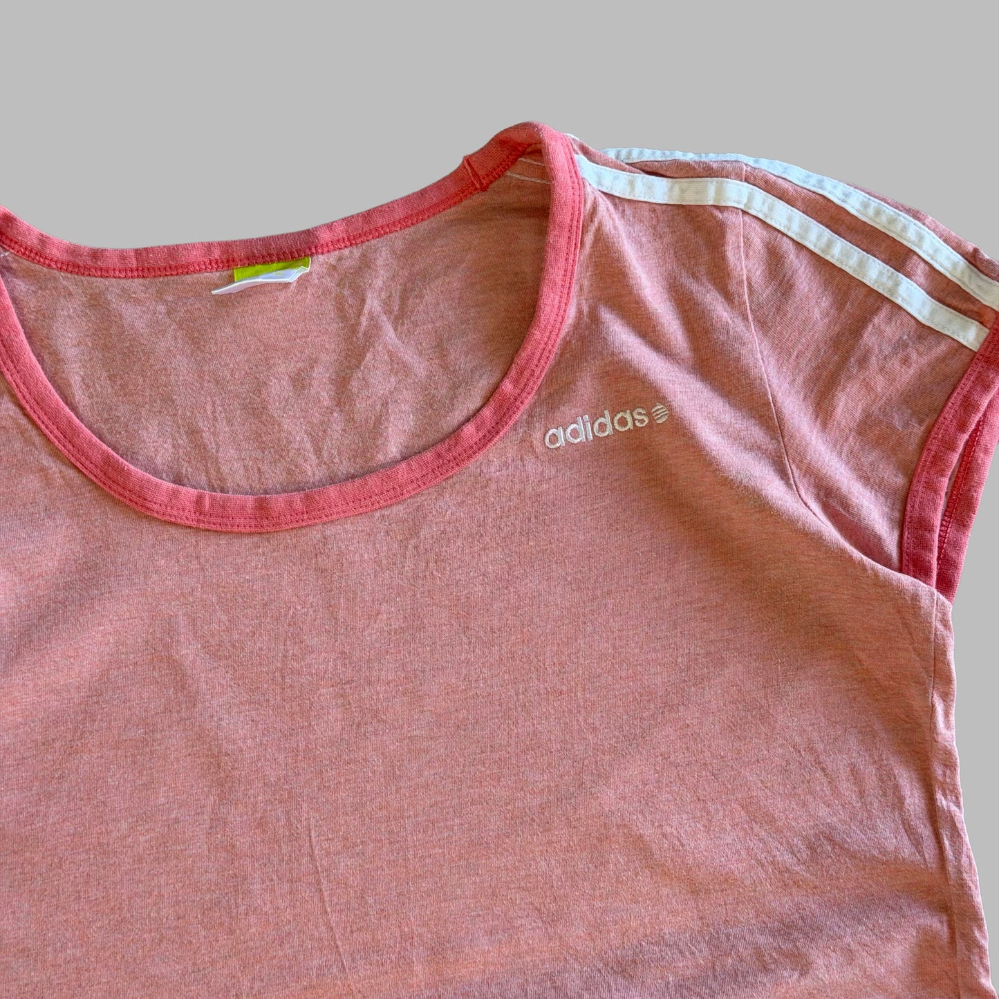 Y2K Adidas Scoop Neck Ringer Tee - L